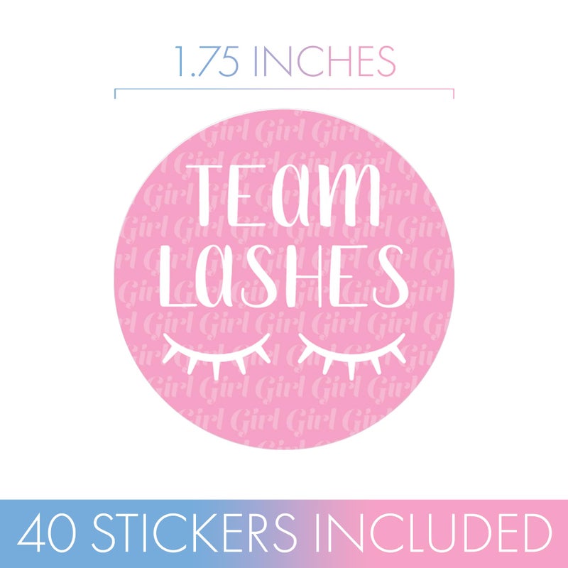 DISTINCTIVS Baby Gender Reveal Team Lashes or Team Staches Stickers, Pink or Blue - 40 Labels - Image 3